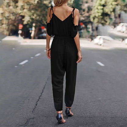 Combinaison Avec Détails À Volants Et Encolure En V Pour Femmes | Idéale Pour Les Occasions Quotidiennes Ou En Soirée