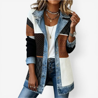 Veste Effet Superposé À Col À Revers Pour Femme | Idéale Pour L'automne Et Les Tenues De Tous Les Jours