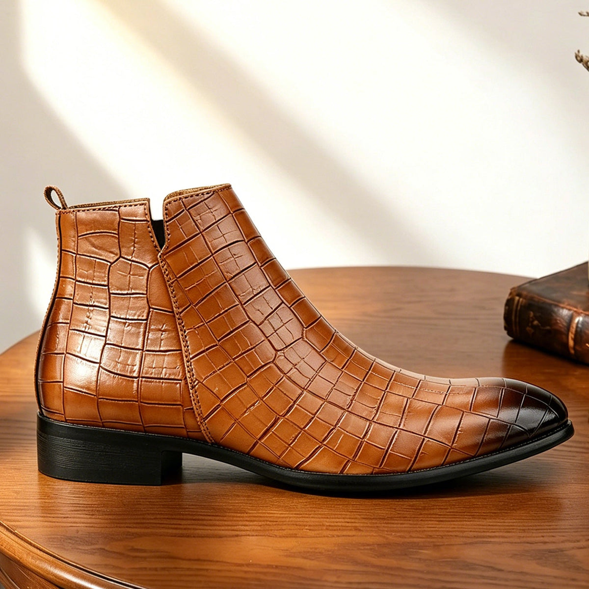 Bottines Chelsea à motif croco pour hommes