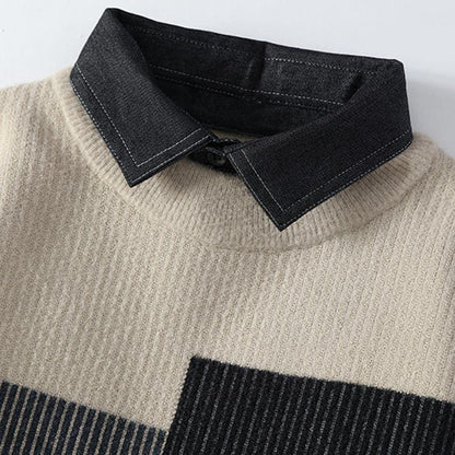 Pull à Col avec Blocs de Couleur Contrastés pour Adulte | Idéal pour l’Automne et l’Hiver