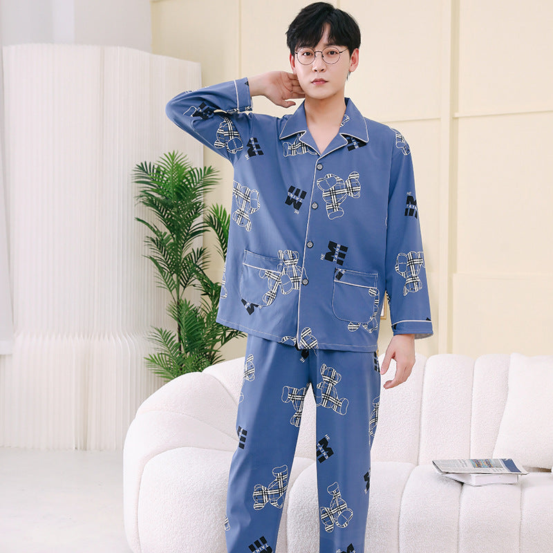 Pyjama Deux Pièces pour Homme avec Haut à Manches Longues et Pantalon | Idéal pour le Printemps et l'Automne