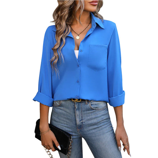 Blouse À Manches Longues Avec Col À Revers Pour Femmes | Idéal Pour Le Printemps Et L’Été