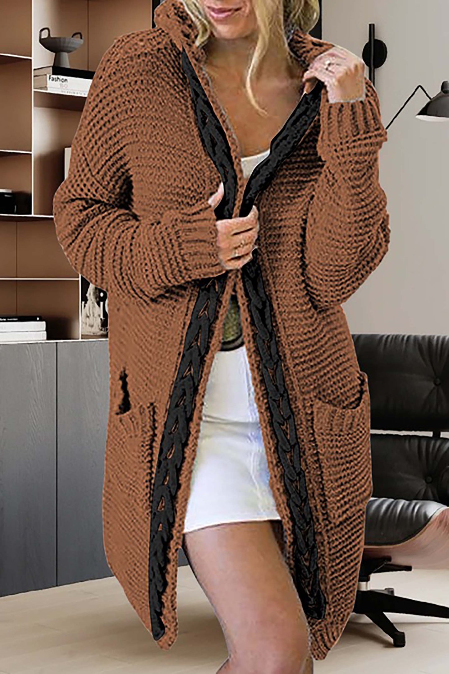 Pull En Maille Bicolore À Capuche pour Adultes | Idéal pour Les Journées Fraîches