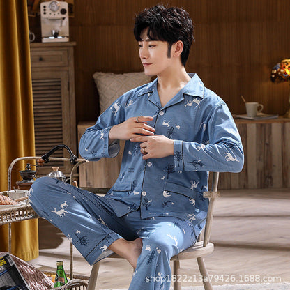 Pyjama Deux Pièces pour Homme avec Haut à Manches Longues et Pantalon | Idéal pour le Printemps et l'Automne