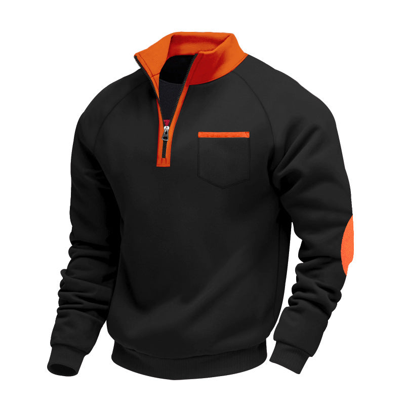 Sweatshirt À Col Zippé Quart Avec Poches Poitrine Pour Adultes | Idéal Pour Saisons Fraîches