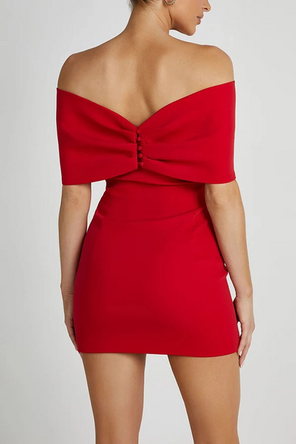 Robe Courte Épaules Dénudées avec Nœud Décoratif pour Femme | Idéale pour les Sorties ou les Événements Décontractés