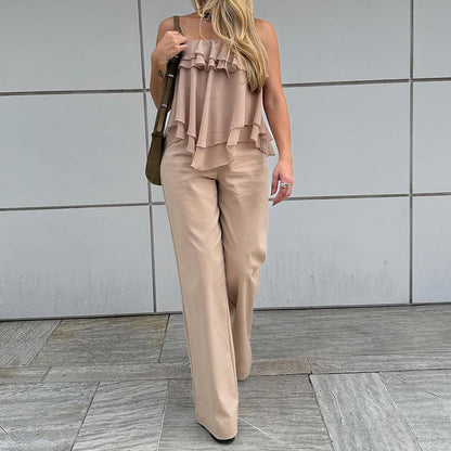 Top Sans Manches À Volants Superposés Pour Femme | Idéal Pour Le Printemps Et L’été