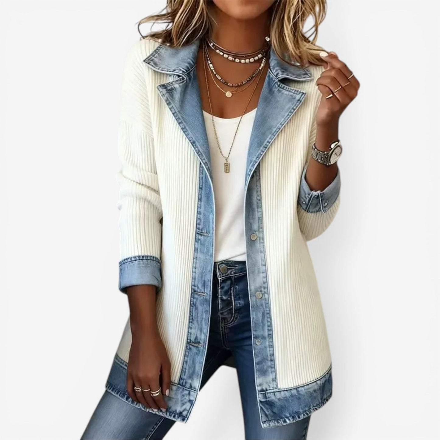 Veste Effet Superposé À Col À Revers Pour Femme | Idéale Pour L'automne Et Les Tenues De Tous Les Jours