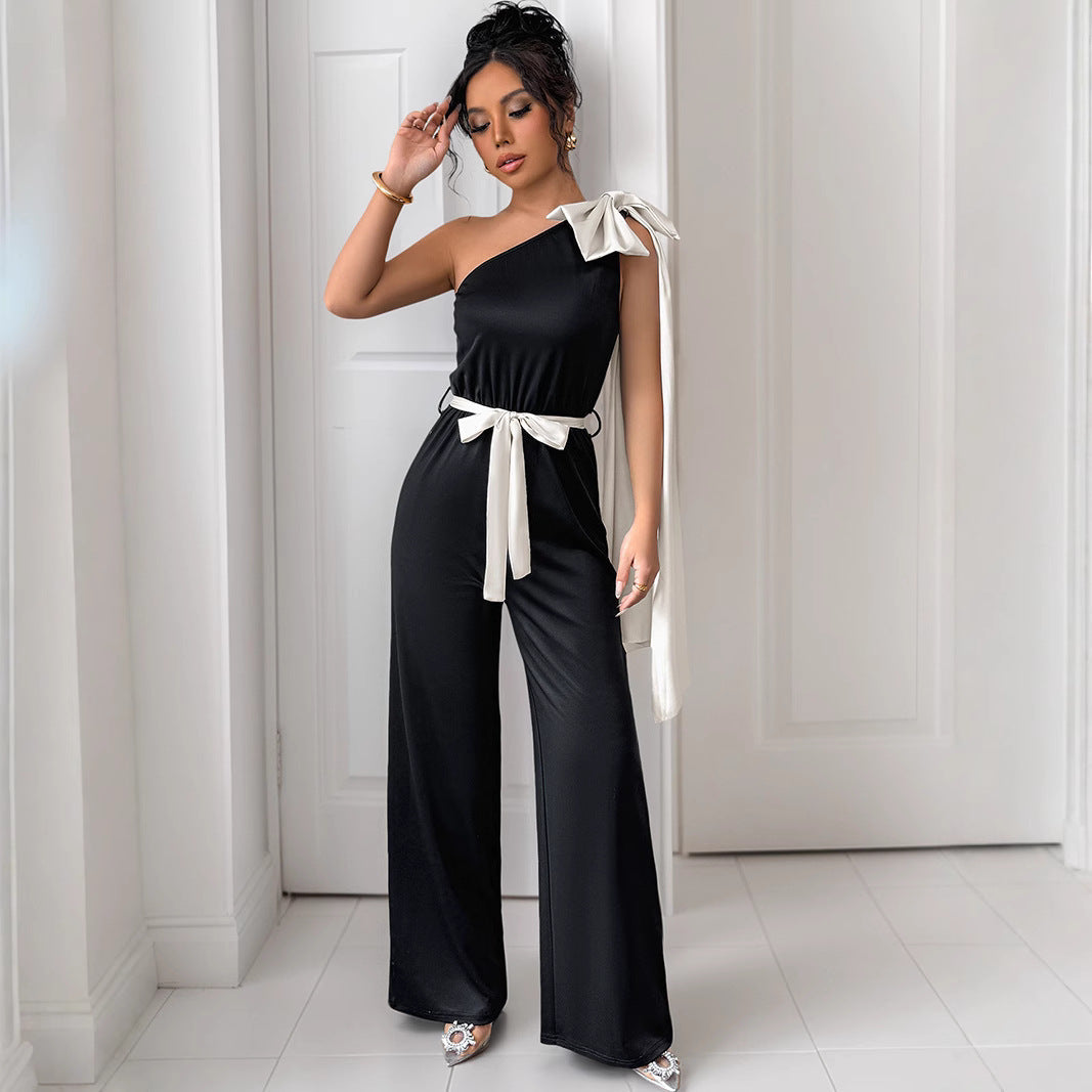 Combinaison One-Shoulder Avec Ceinture À Nouer Pour Femme | Idéale Pour Les Occasions Habillées