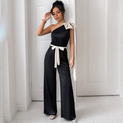 Combinaison One-Shoulder Avec Ceinture À Nouer Pour Femme | Idéale Pour Les Occasions Habillées