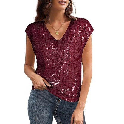 Haut À Paillettes Avec Col En V Pour Femmes | Idéal Pour Soirées Et Occasions