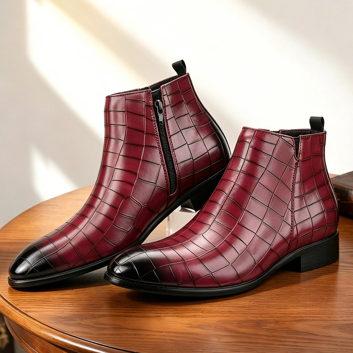 Bottines Chelsea à motif croco pour hommes