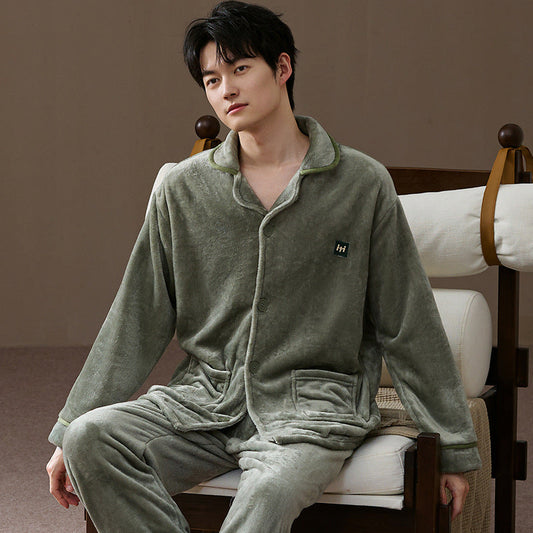 Pyjama pour Homme avec Manches Longues pour un Usage Intérieur | Idéal pour l’Automne et l’Hiver