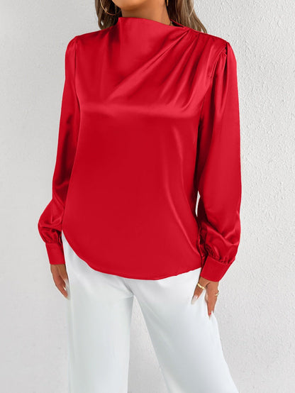 Blouse Avec Col Montant Et Manches Longues Pour Femme | Idéale Pour Le Bureau Et Les Occasions Formelles
