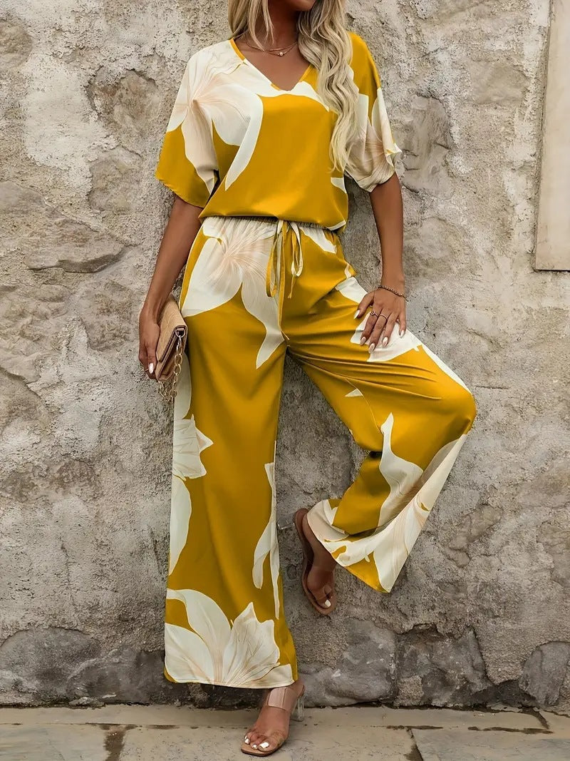 Combinaison Avec Imprimé Floral Et Taille Élastique Pour Femme | Idéal Pour Journées Chaudes