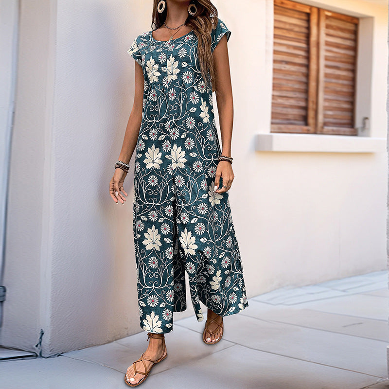 Combinaison À Motif Floral Avec Poches Latérales Pour Femme | Idéale Pour Saison Estivale