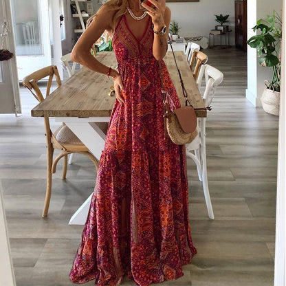 Robe Maxi À Bretelles Fines Et Col En V Pour Femme | Idéale Pour Les Journées Chaudes Et Les Sorties Décontractées