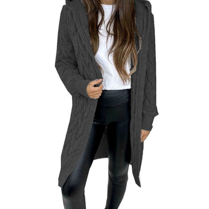 Cardigan à capuche à motif en relief pour femmes