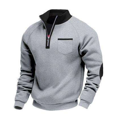 Sweatshirt À Col Zippé Quart Avec Poches Poitrine Pour Adultes | Idéal Pour Saisons Fraîches