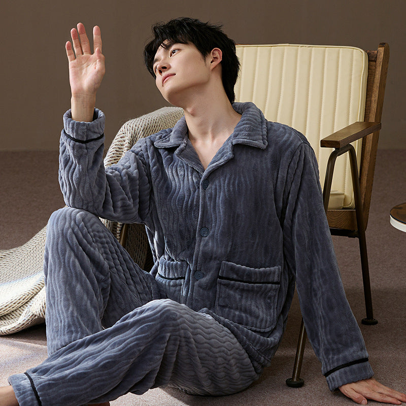 Pyjama Deux Pièces pour Homme avec Haut à Manches Longues et Pantalon | Idéal pour l’Automne et l’Hiver