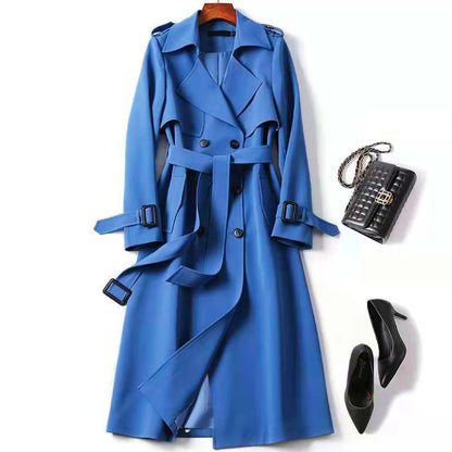 Trench-Coat Long à Double Boutonnage avec Ceinture à Nouer pour Femmes | Idéal pour Bureau et Sorties