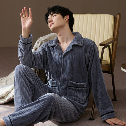 Pyjama Deux Pièces pour Homme avec Haut à Manches Longues et Pantalon | Idéal pour l’Automne et l’Hiver