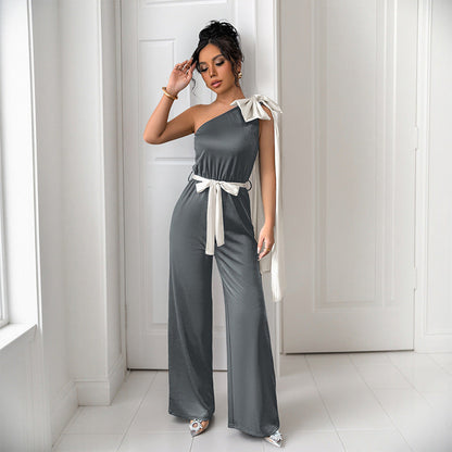 Combinaison One-Shoulder Avec Ceinture À Nouer Pour Femme | Idéale Pour Les Occasions Habillées