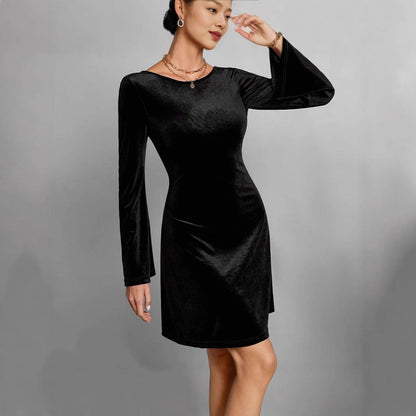 Robe Midi avec Manches Longues et Coupe Droite pour Femme | Idéale pour Quotidien et Occasions