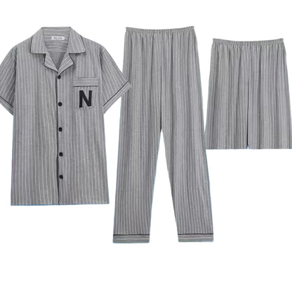 Ensemble de Pyjama pour Homme avec Haut à Manches Courtes, Short et Pantalon | Idéal pour l’Été