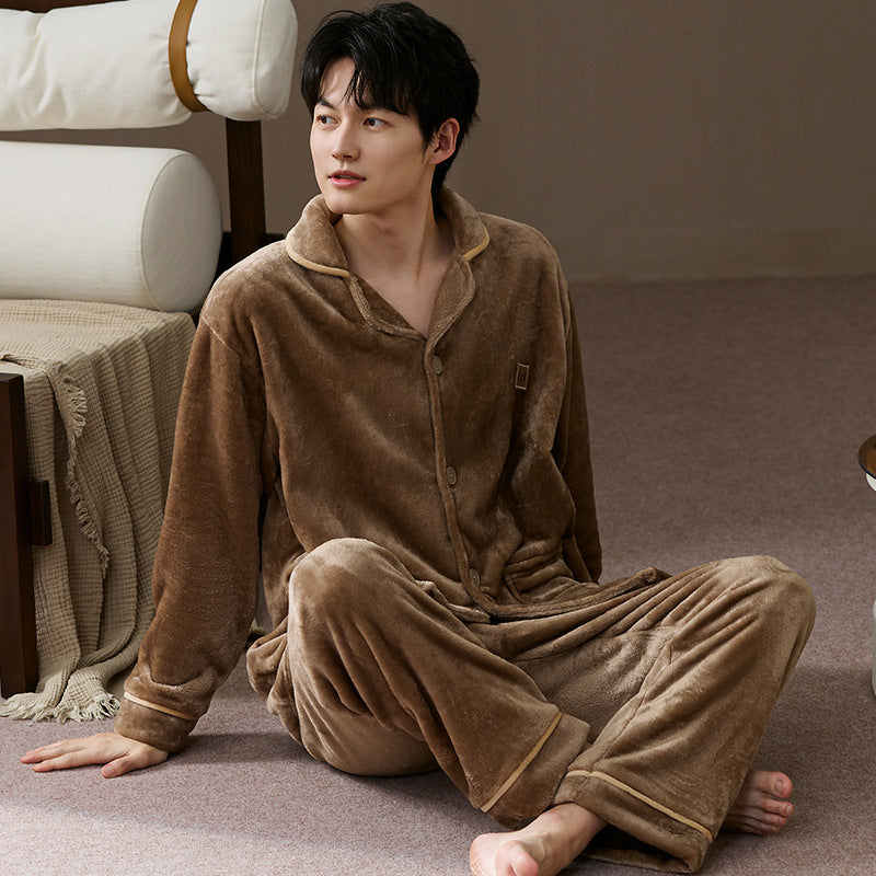 Pyjama pour Homme avec Manches Longues pour un Usage Intérieur | Idéal pour l’Automne et l’Hiver