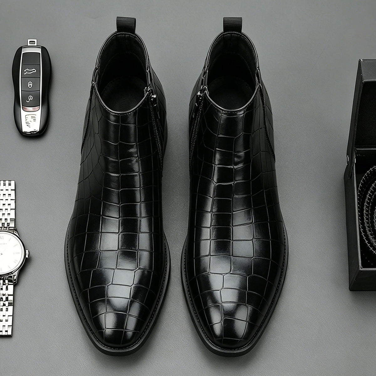 Bottines Chelsea à motif croco pour hommes
