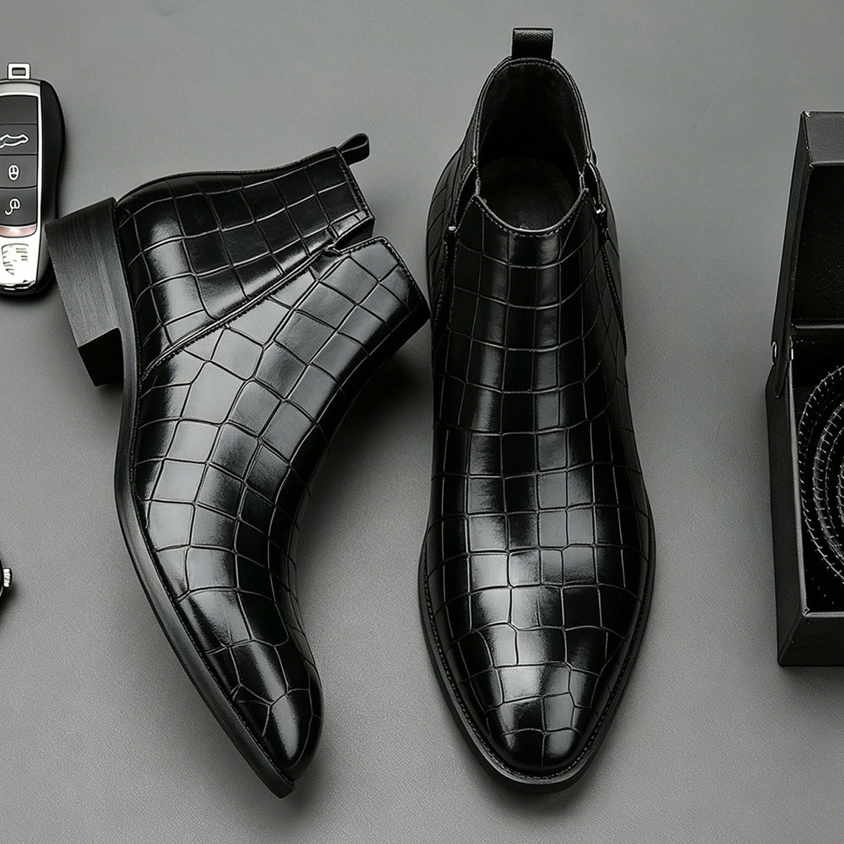 Bottines Chelsea à motif croco pour hommes
