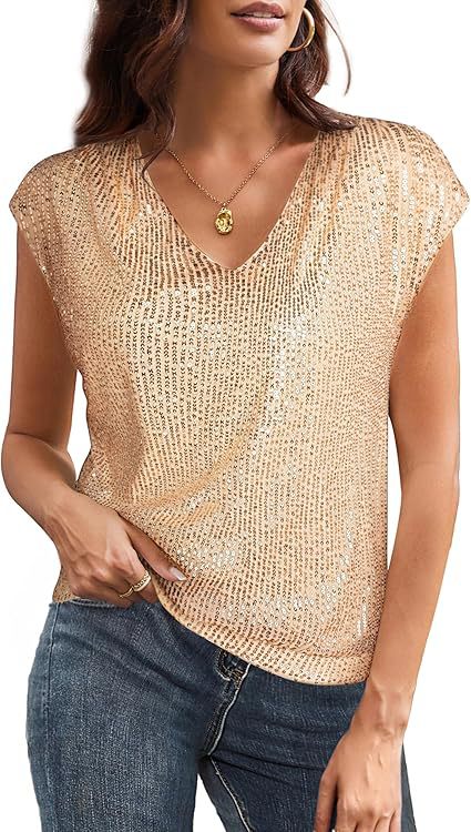 Haut À Paillettes Avec Col En V Pour Femmes | Idéal Pour Soirées Et Occasions