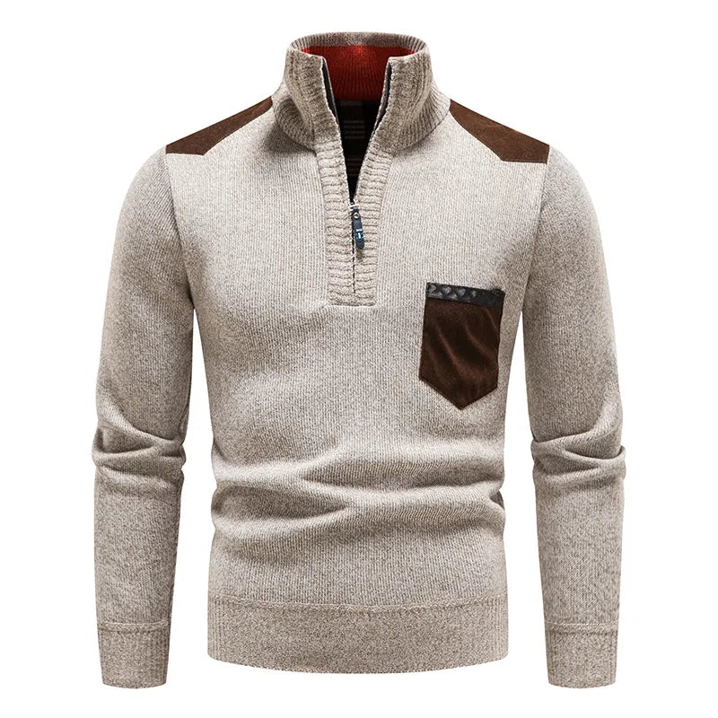 Pull À Col Montant Avec Motif Colorblock Pour Homme | Idéal Pour Les Journées Fraîches