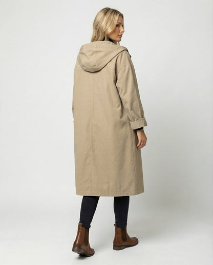 Trench-coat avec capuche et fermeture boutonnée pour femme | Idéal pour l'automne