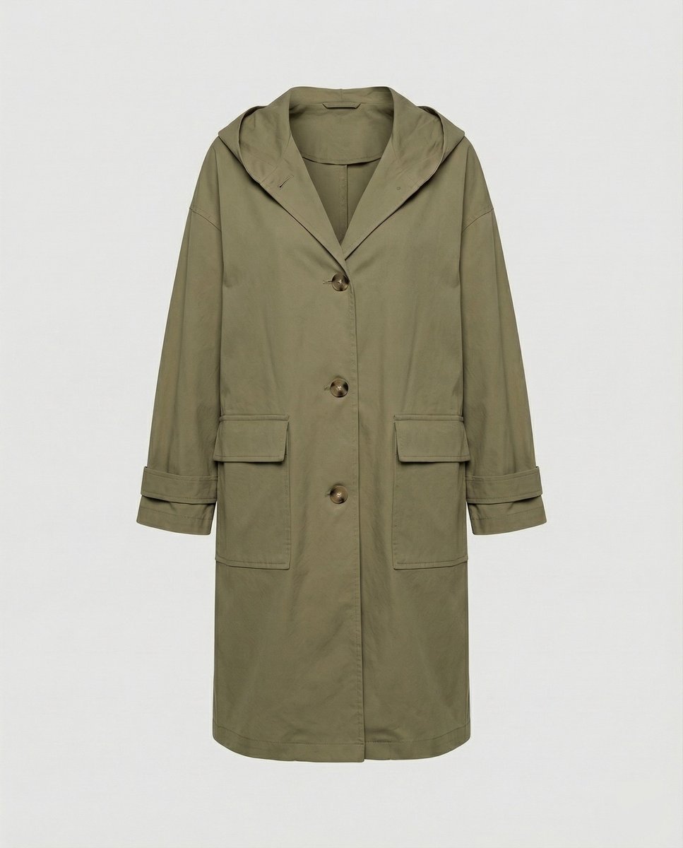Trench-coat avec capuche et fermeture boutonnée pour femme | Idéal pour l'automne