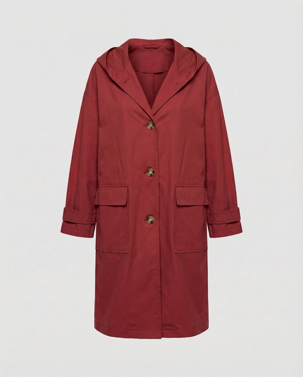 Trench-coat avec capuche et fermeture boutonnée pour femme | Idéal pour l'automne