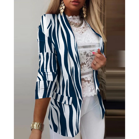 Blazer À Revers Avec Motif Pour Femme | Idéal Pour Le Travail Et Les Occasions Informelles