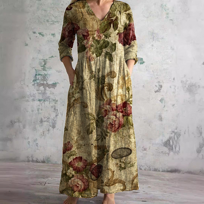 Robe d'Été avec Motif Floral et Col en V pour Femme | Idéale pour la Saison Chaude