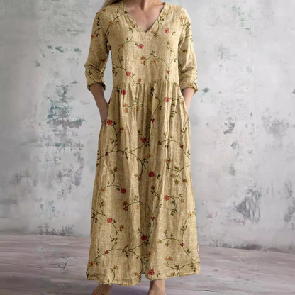 Robe d'Été avec Motif Floral et Col en V pour Femme | Idéale pour la Saison Chaude