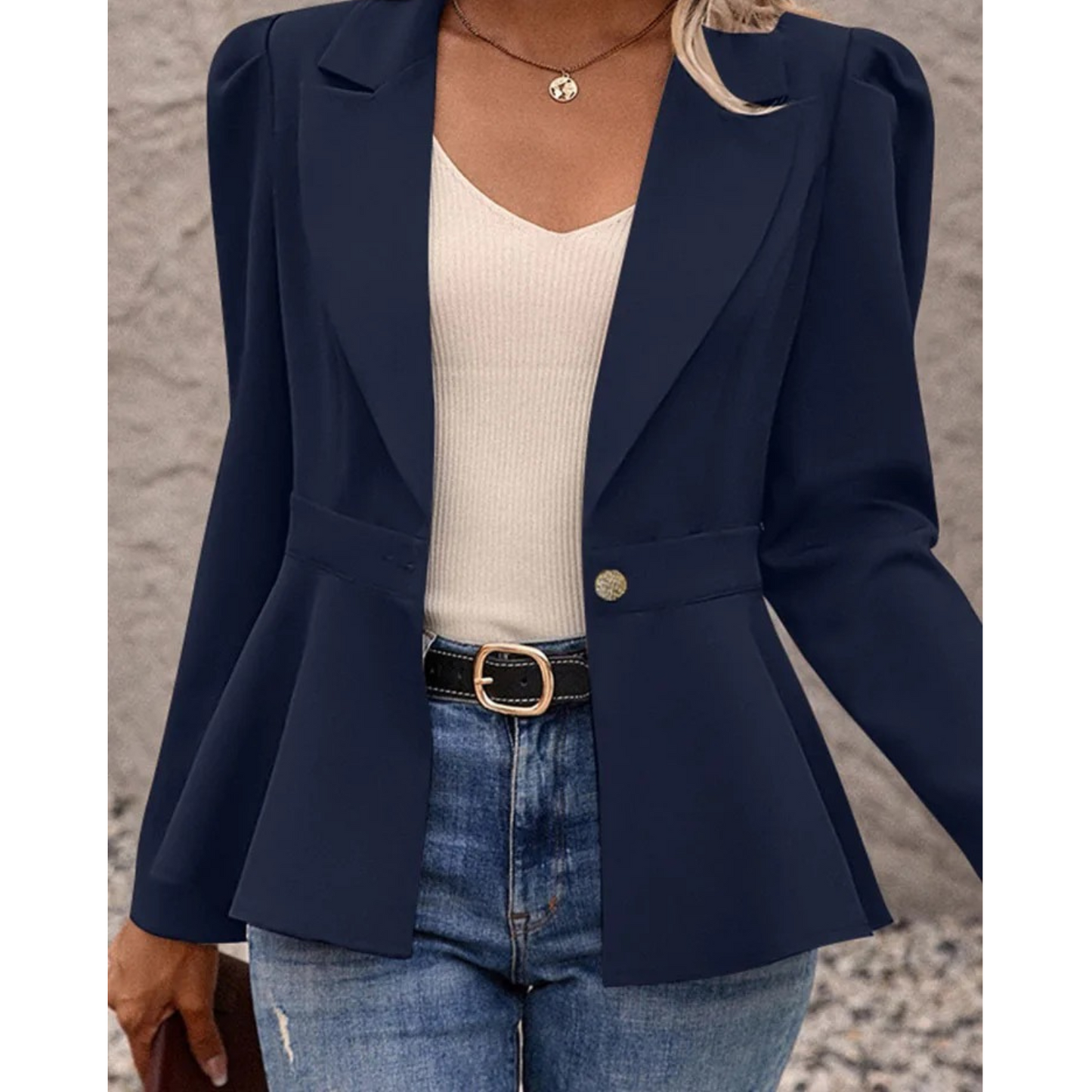 Blazer Uni Avec Col Côtelé Pour Femme | Idéal Pour Le Bureau Et Les Sorties