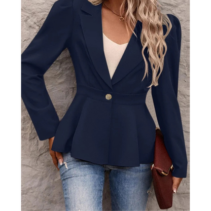 Blazer Uni Avec Col Côtelé Pour Femme | Idéal Pour Le Bureau Et Les Sorties