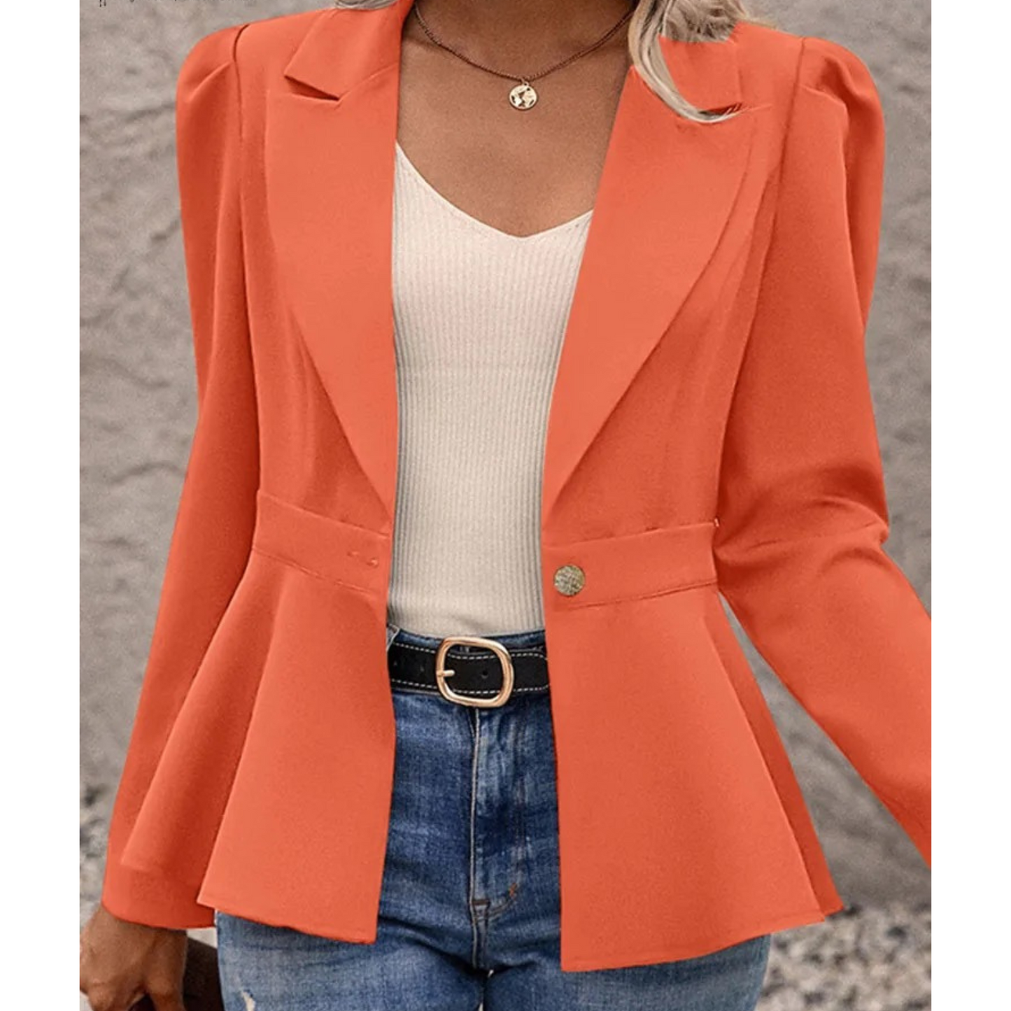 Blazer Uni Avec Col Côtelé Pour Femme | Idéal Pour Le Bureau Et Les Sorties