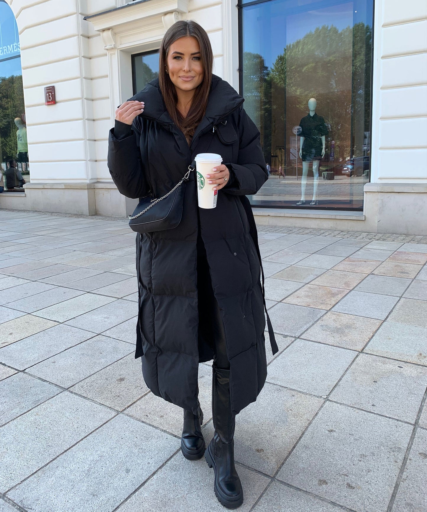 Parka matelassée à ceinture pour femmes
