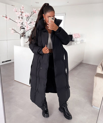 Parka matelassée à ceinture pour femmes