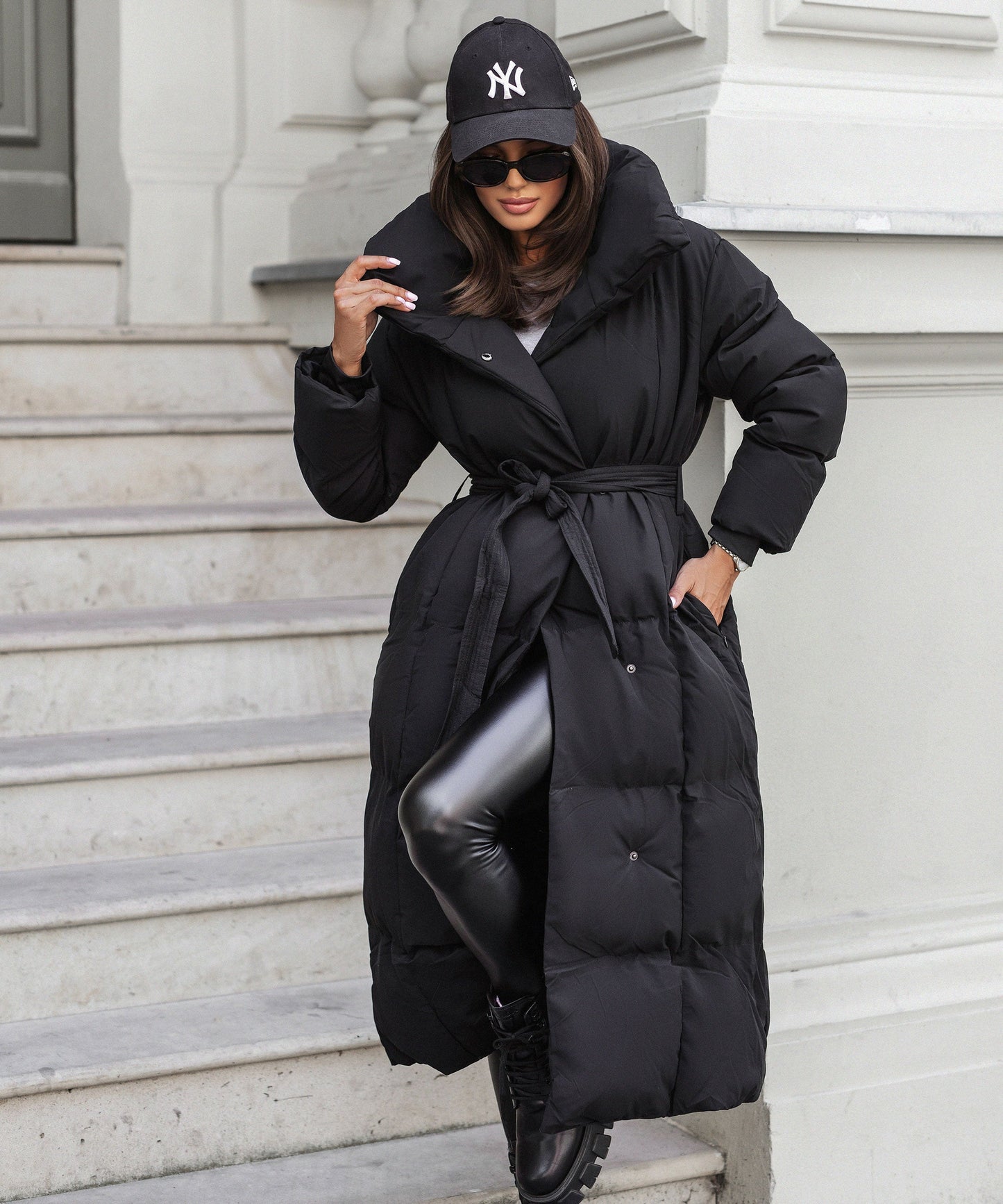 Parka matelassée à ceinture pour femmes
