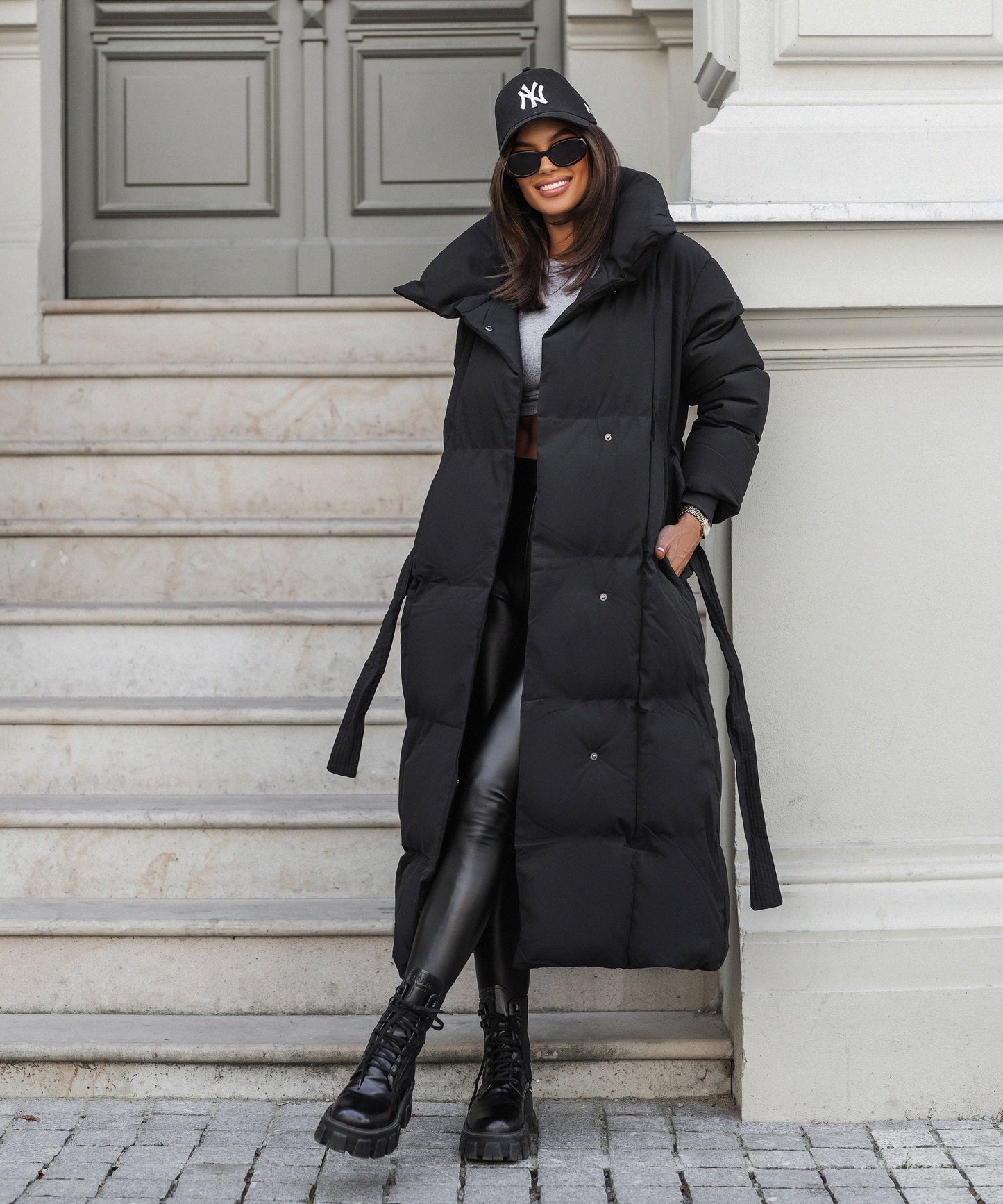 Parka matelassée à ceinture pour femmes
