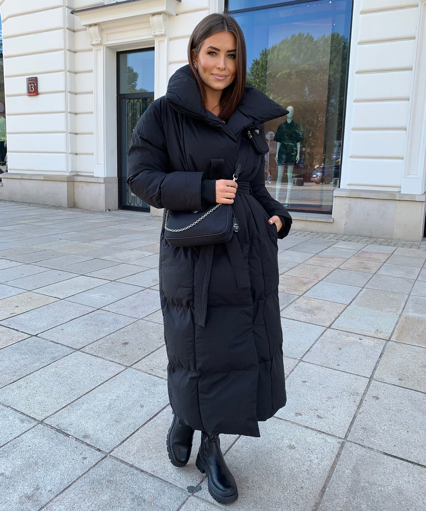 Parka matelassée à ceinture pour femmes