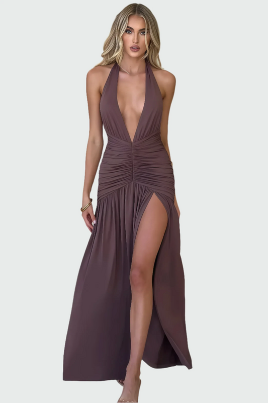 Robe Midi à Dos Nu avec Fente pour Femme | Idéale pour l’Été ou une Sortie Décontractée
