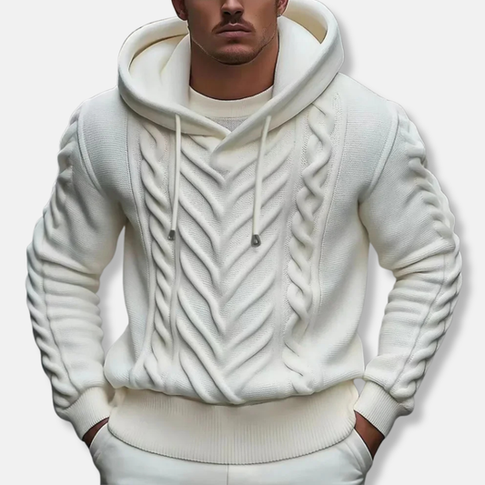 Pull avec Capuche et Maille Torsadée pour Homme | Idéal pour l’Automne et l’Hiver